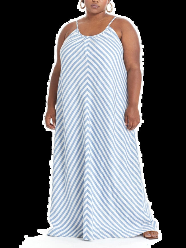 Striped Cami Maxi Dress (Dia exclusive), White Multi / Light Blue, hi-res image number 0