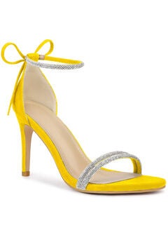 Rhinestone Ankle Tie Stiletto Heels Sandals