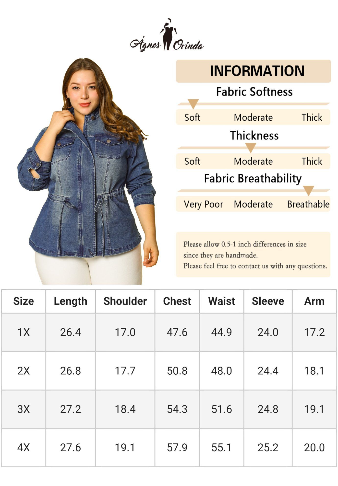 STRETCH STAND COLLAR ZIP DRAWSTRING DENIM JACKET, Dark Blue / Navy, alternate image number 4