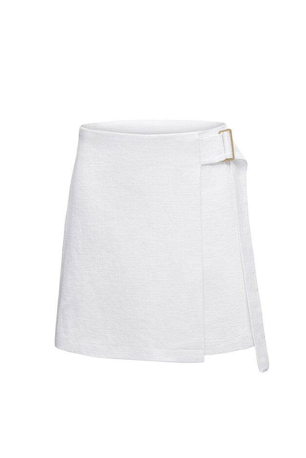 Linen Canvas Wrap Skirt, White / White, hi-res image number 0