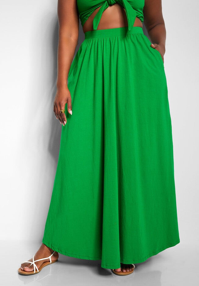 Love Story Crop Top & Maxi Skater Skirt Set, Green / Kelly Green, alternate image number 3
