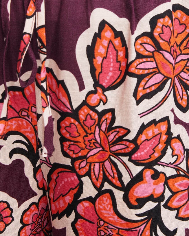 Jasmin Linen Blend Floral Tie Pant, , alternate image number null