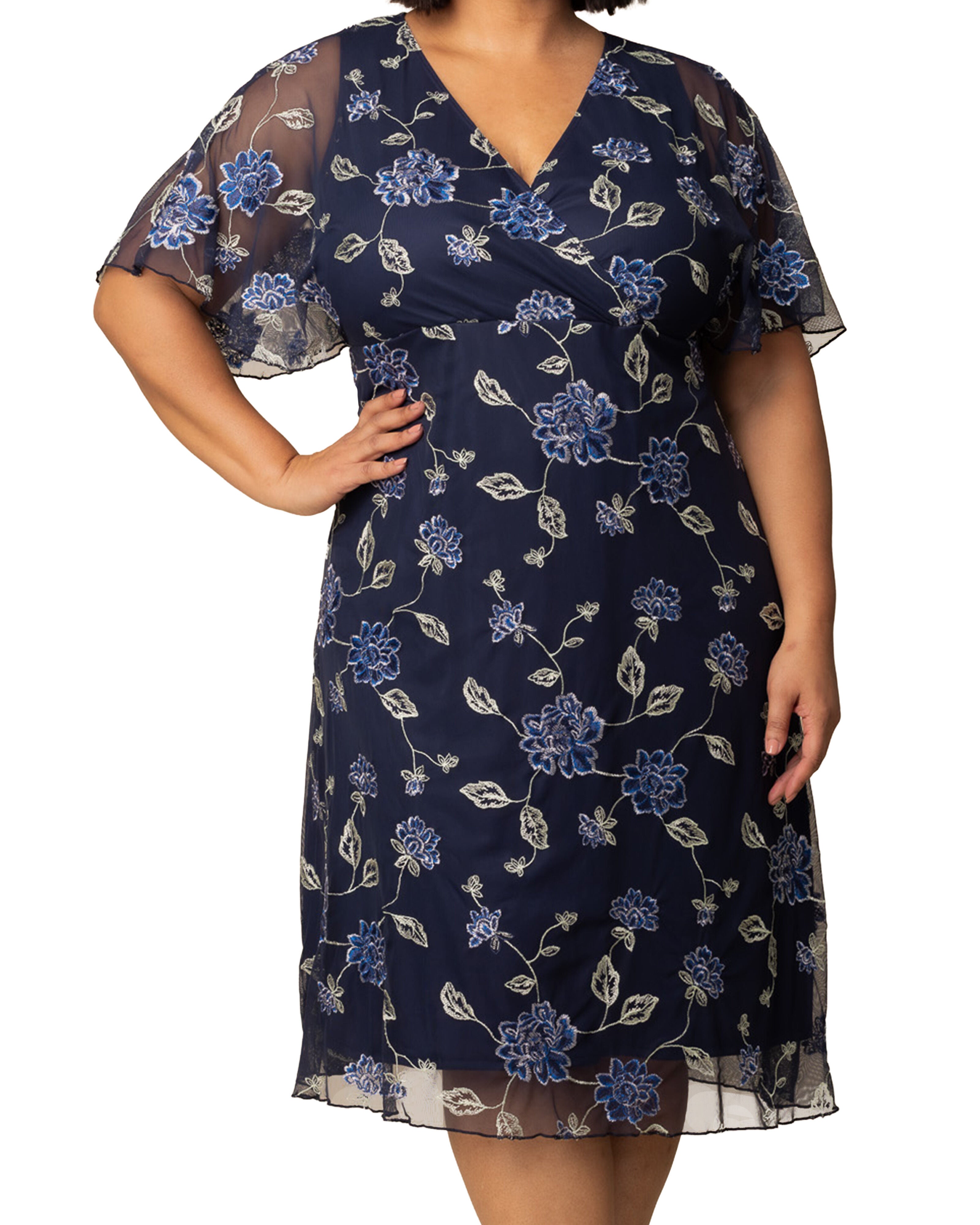 Sonnet Embroidered Cocktail Dress, NAVY BLUE BLOOMS / Navy, alternate image number 2