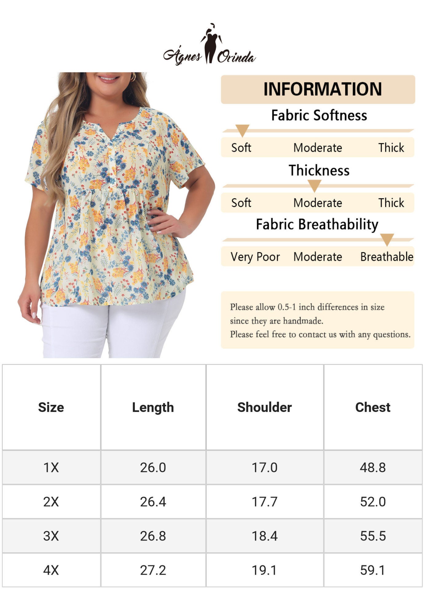 Summer Top Floral Half Placket Short Sleeve Casual Blouse, Beige / Beige, alternate image number 4