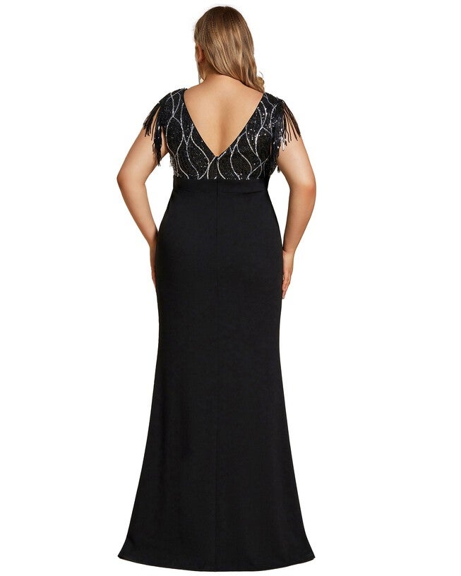 Sleeveless with Tassel High Slit Mermaid Sequin Mother of the Bride Dress, , alternate image number 5