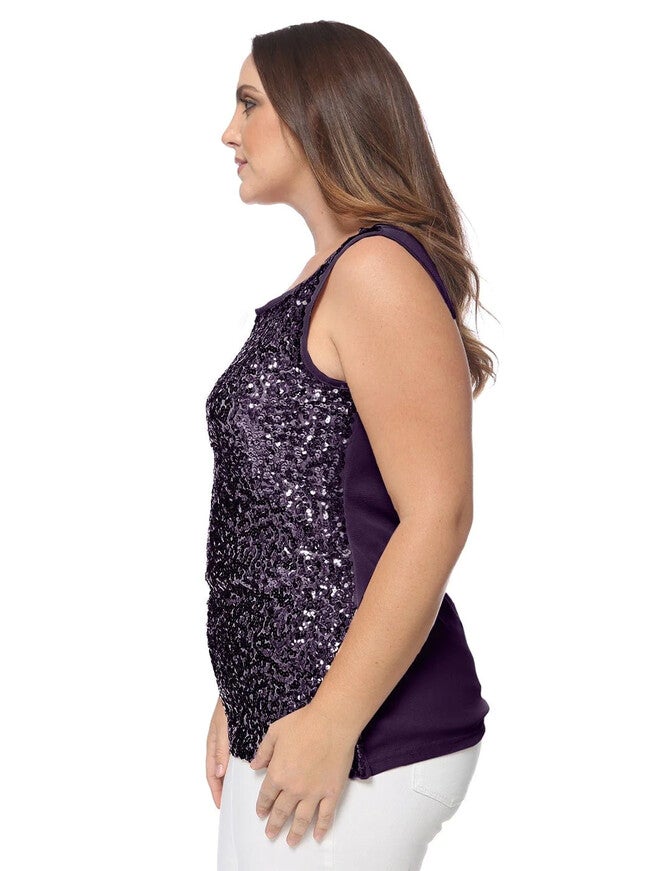 Sleeveless Sequin Tank Top, Purple / Purple, alternate image number null