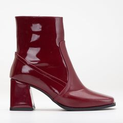 MAYA - BURGUNDY PATENT ANKLE BOOTS