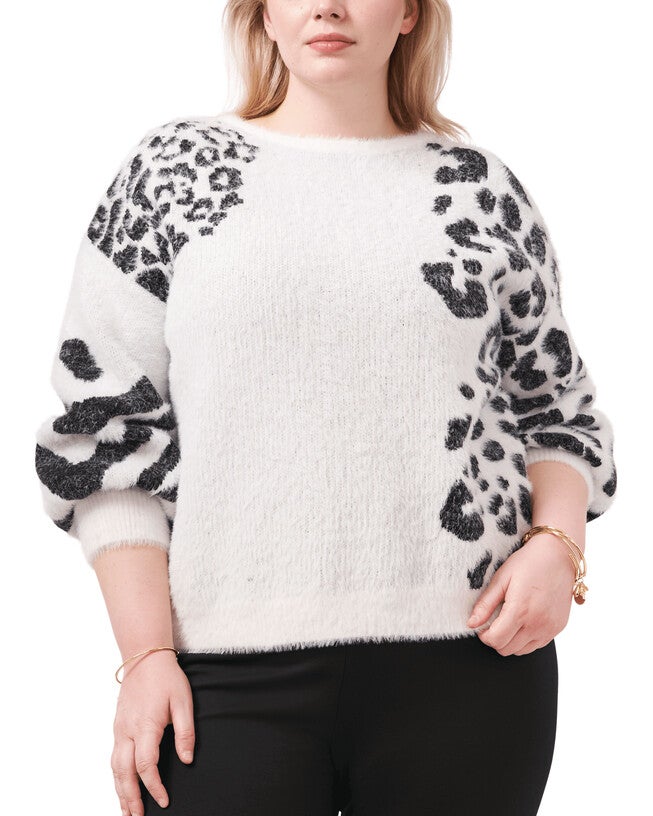 Nora Animal Print Sweater, ANTIQ WHITE / White, hi-res image number 0