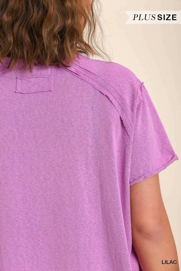ROUND NECK SHORT SLEEVE T-SHIRT IN LILAC, , alternate image number null