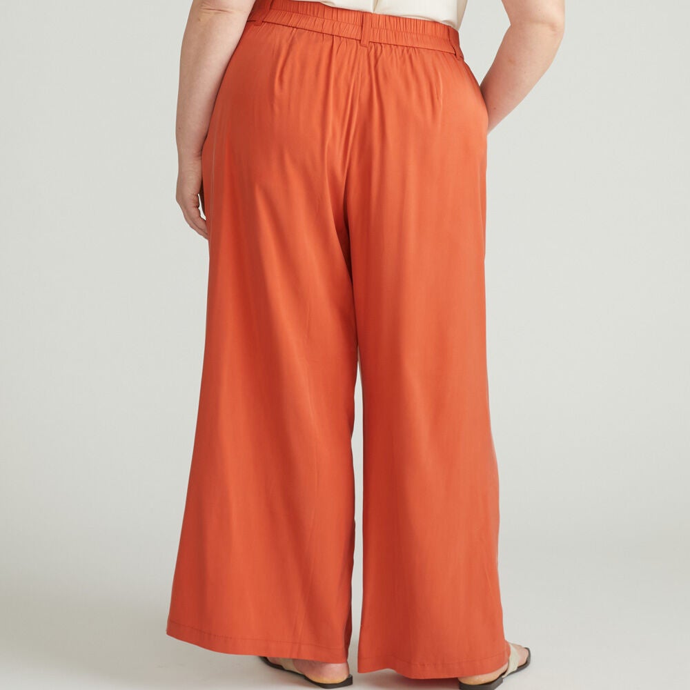 Universal Standard Womens Plus Cooling Cupro Wide Leg Pant, Warm russet / Orange, alternate image number 2
