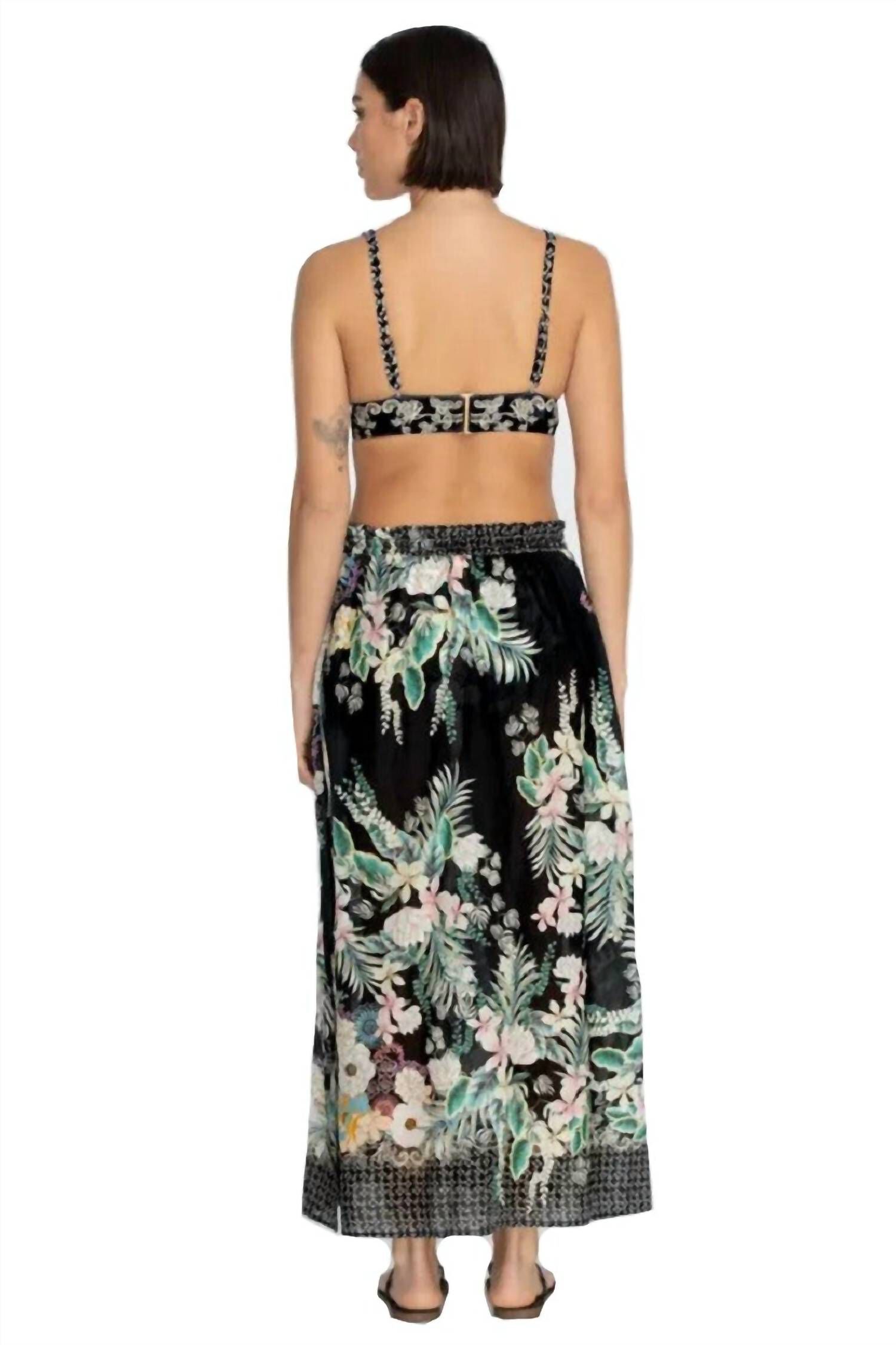 SIDE TIE MAXI SKIRT IN MULTI, Multi / Black, alternate image number 2