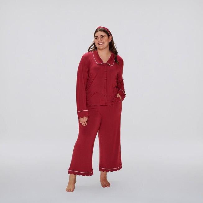 Layla Cropped Scallop Sleep Pants, , alternate image number 5
