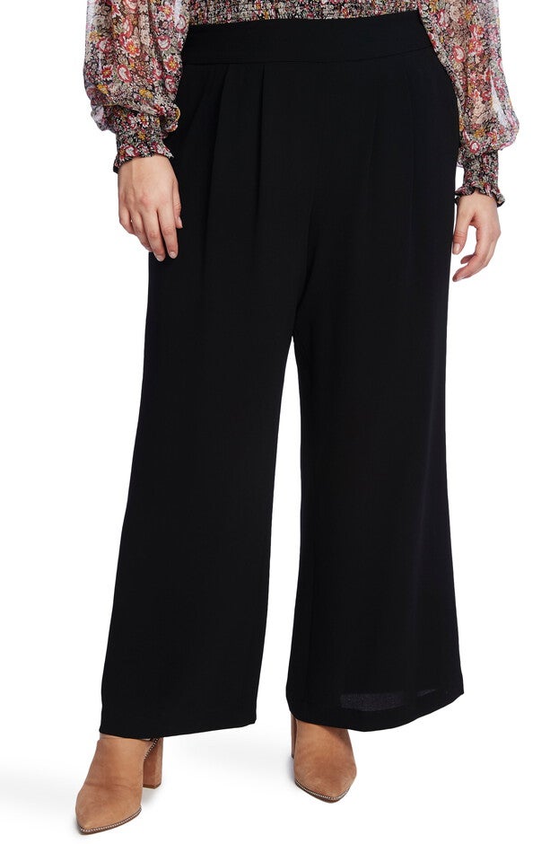 1.STATE Women's  Crepe Cropped Wide Leg Pants Black  2X, Black / Black, hi-res image number 0