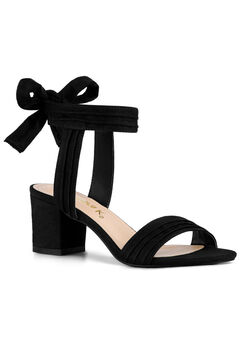 Open Toe Ankle Tie Back Block Heels Sandals
