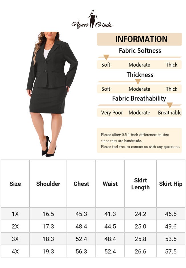 BLAZER AND SKIRT SUIT SET 2 PIECE OUTFIT, Black / Black, alternate image number 4