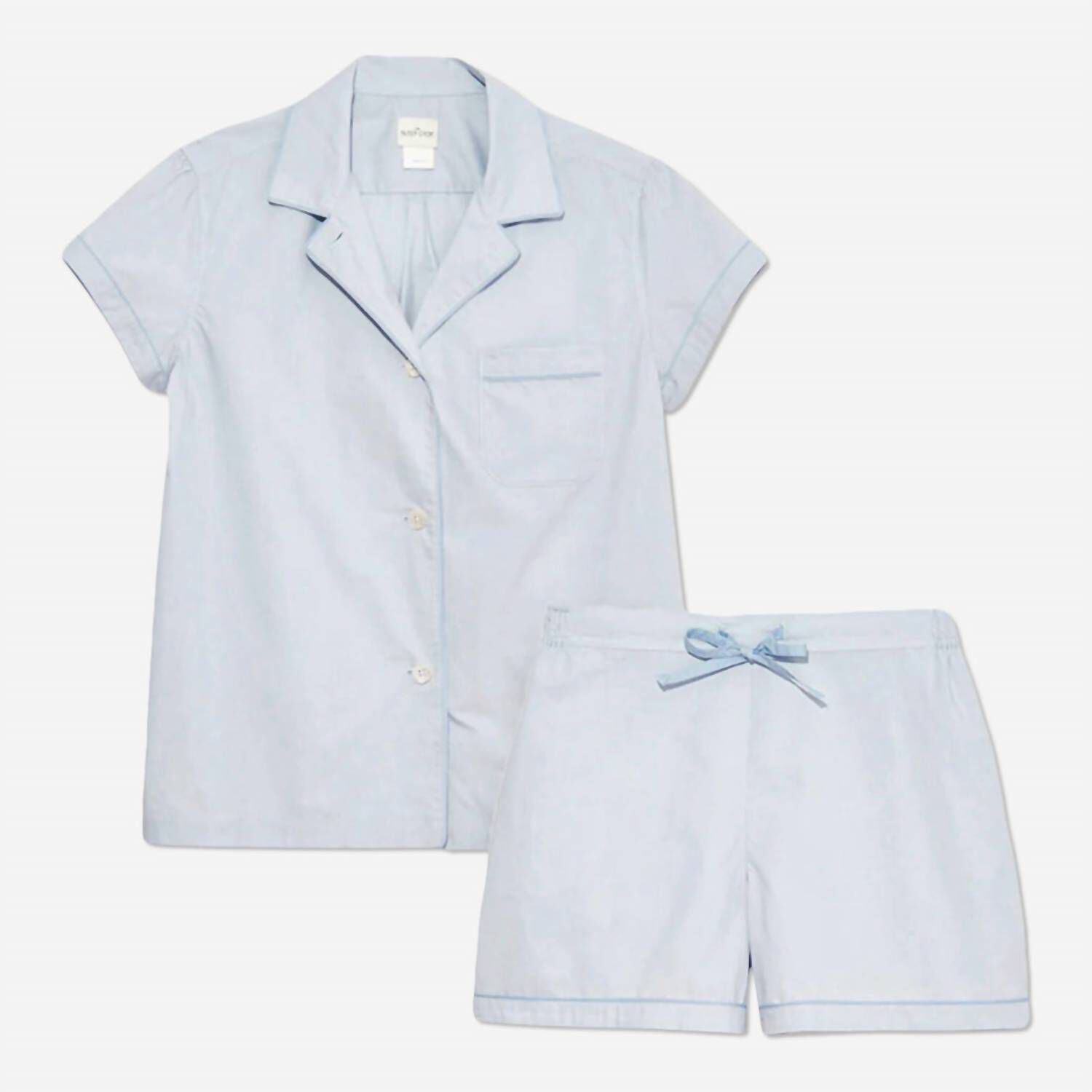 ORGANIC COTTON POPLIN SHORT PAJAMA SET, Fresh Air / Azure Blue, alternate image number 3