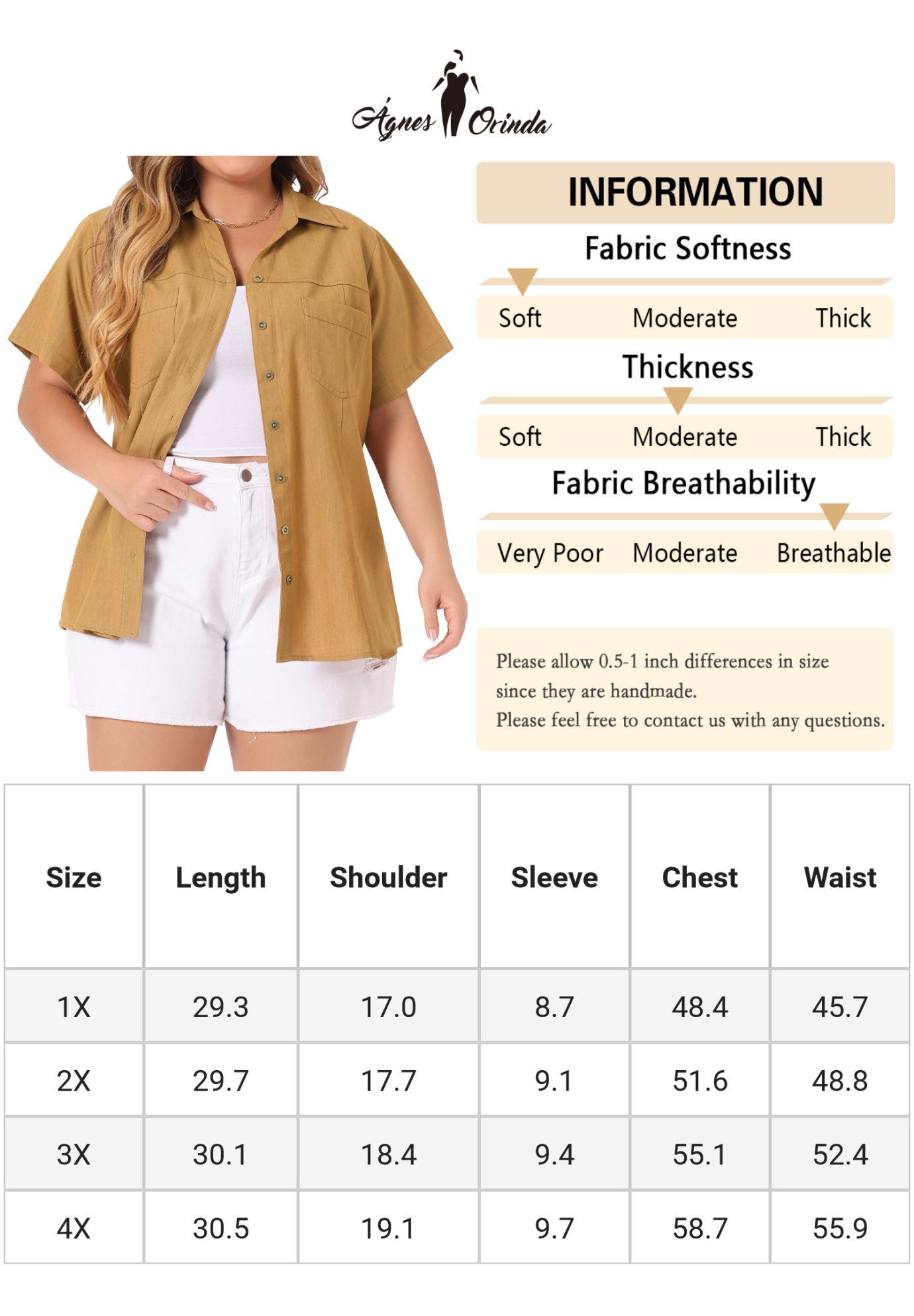 Short Sleeve Chambray Button Down Denim Shirt, Light Brown / Brown, alternate image number 4