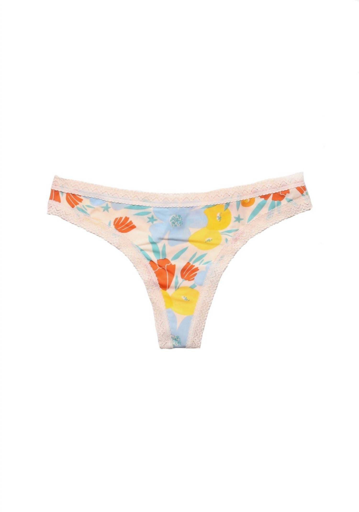 Women's Floral Lace Panties - Low Rise Microfiber With Cotton Gusset