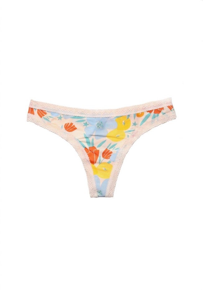 Women's Floral Lace Panties - Low Rise Microfiber With Cotton Gusset
