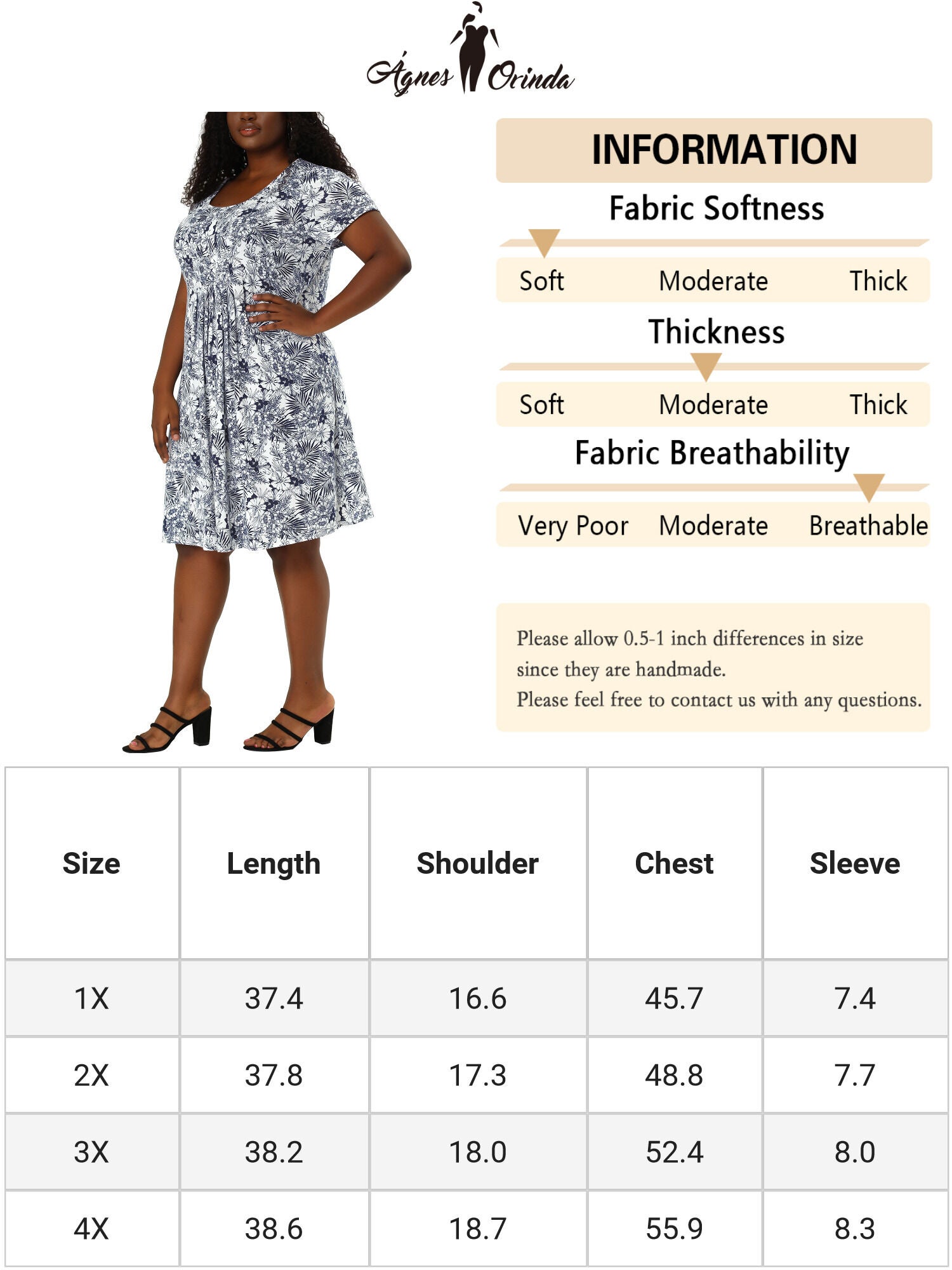 Short Sleeves Pleated Summer Beach Casual Loose Floral Dress, Navy Blue / Navy, alternate image number 4