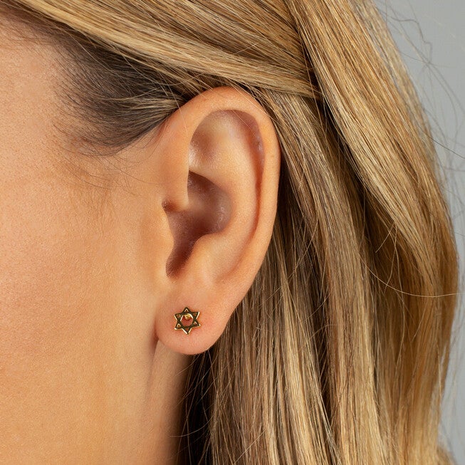 Solid Star Of David Stud Earring Gold One Size Pair, Gold / Gold, alternate image number 1