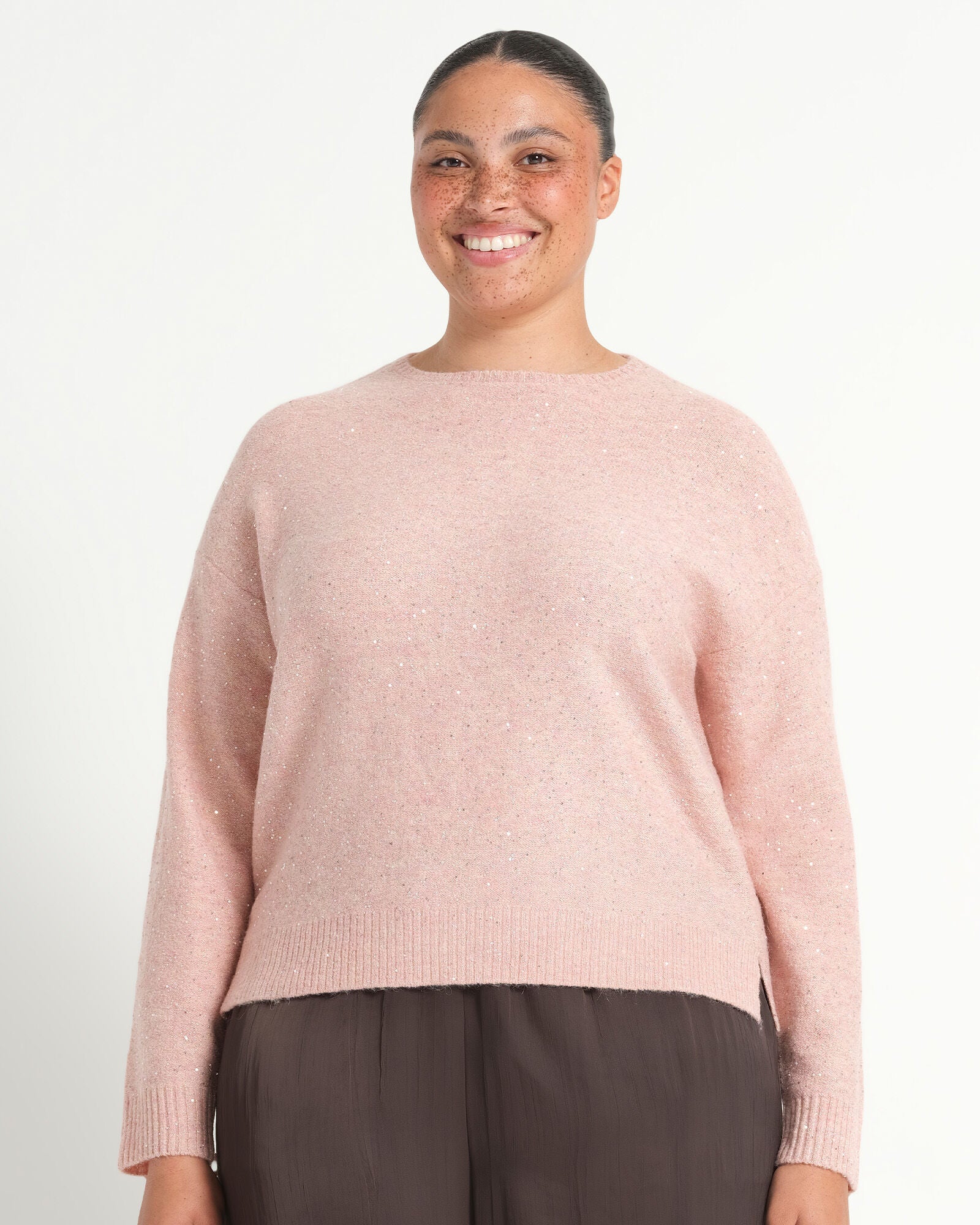 Night Crew Sparkle Knit, Blush Pink / Pink, hi-res image number 0