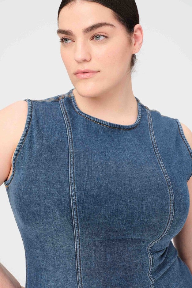 OPO PLUS - DENIM MINI DRESS | TAKE OFF, TAKE OFF / Dark Wash, alternate image number 1