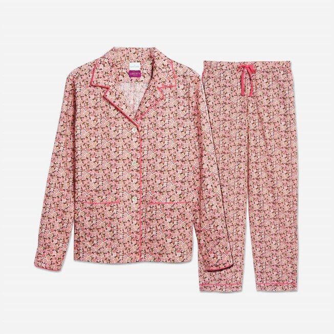 LIBERTY PRINT FLORAL COTTON CLASSIC LONG PJ SET IN ANOKI ROSE, , alternate image number null