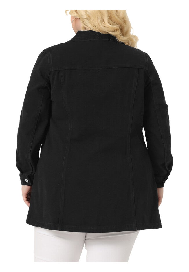 BUTTON JEAN DENIM JACKET, Black / Black, alternate image number 3
