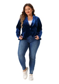 RUFFLE CARDIGAN VELVET PEPLUM BLAZER