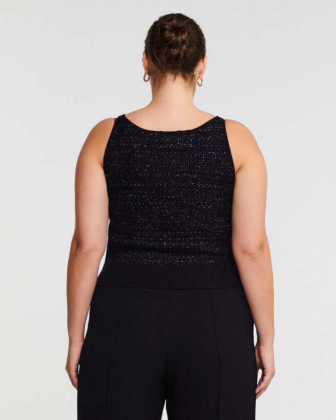 Abbey Black Metallic Knit Singlet Top, , alternate image number null