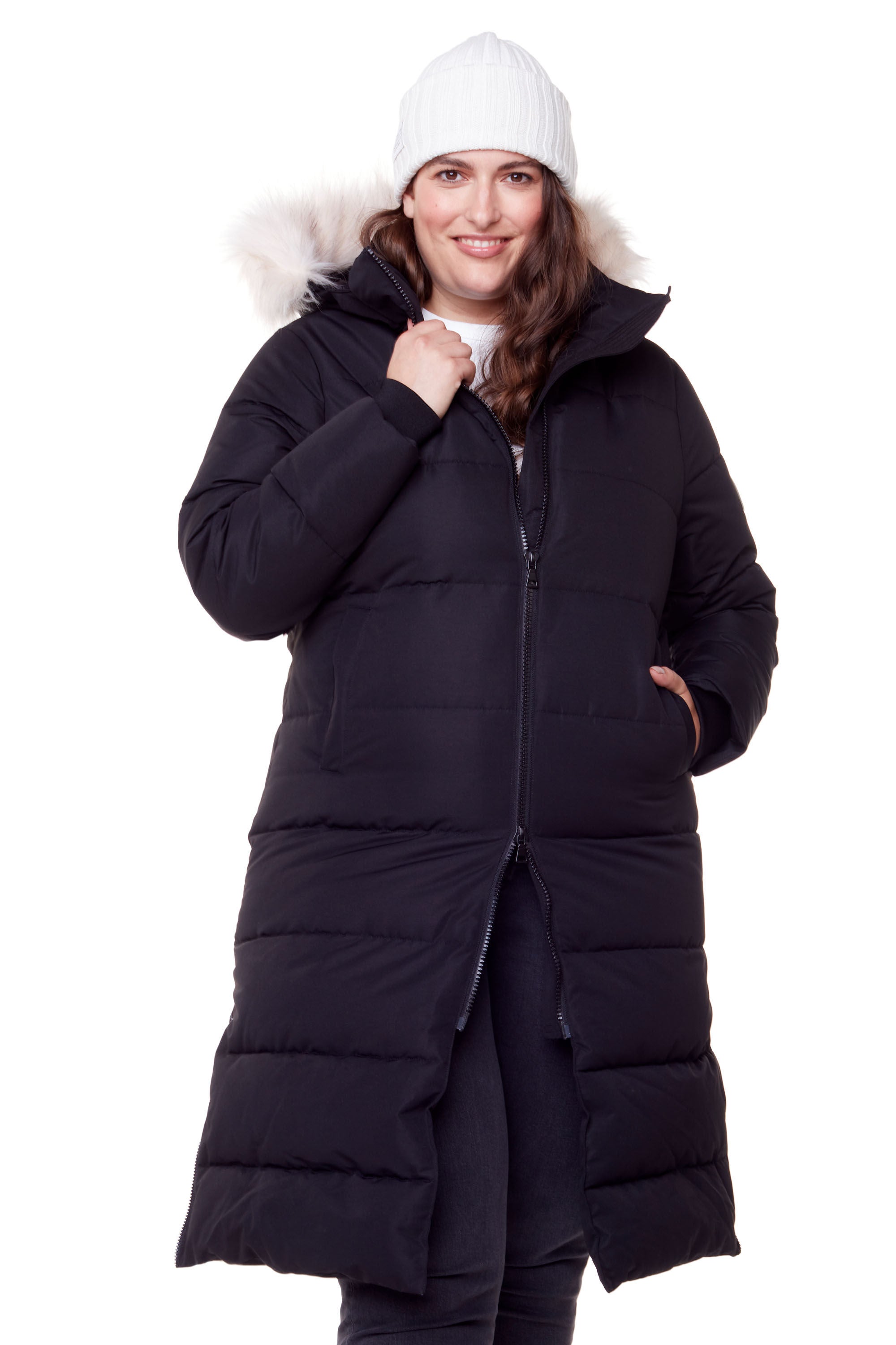 Women&#39;s Plus Size - KLUANE | Vegan Down Recycled Ultra Long Winter Parka, Water Repellent, Black / Black, alternate image number 3