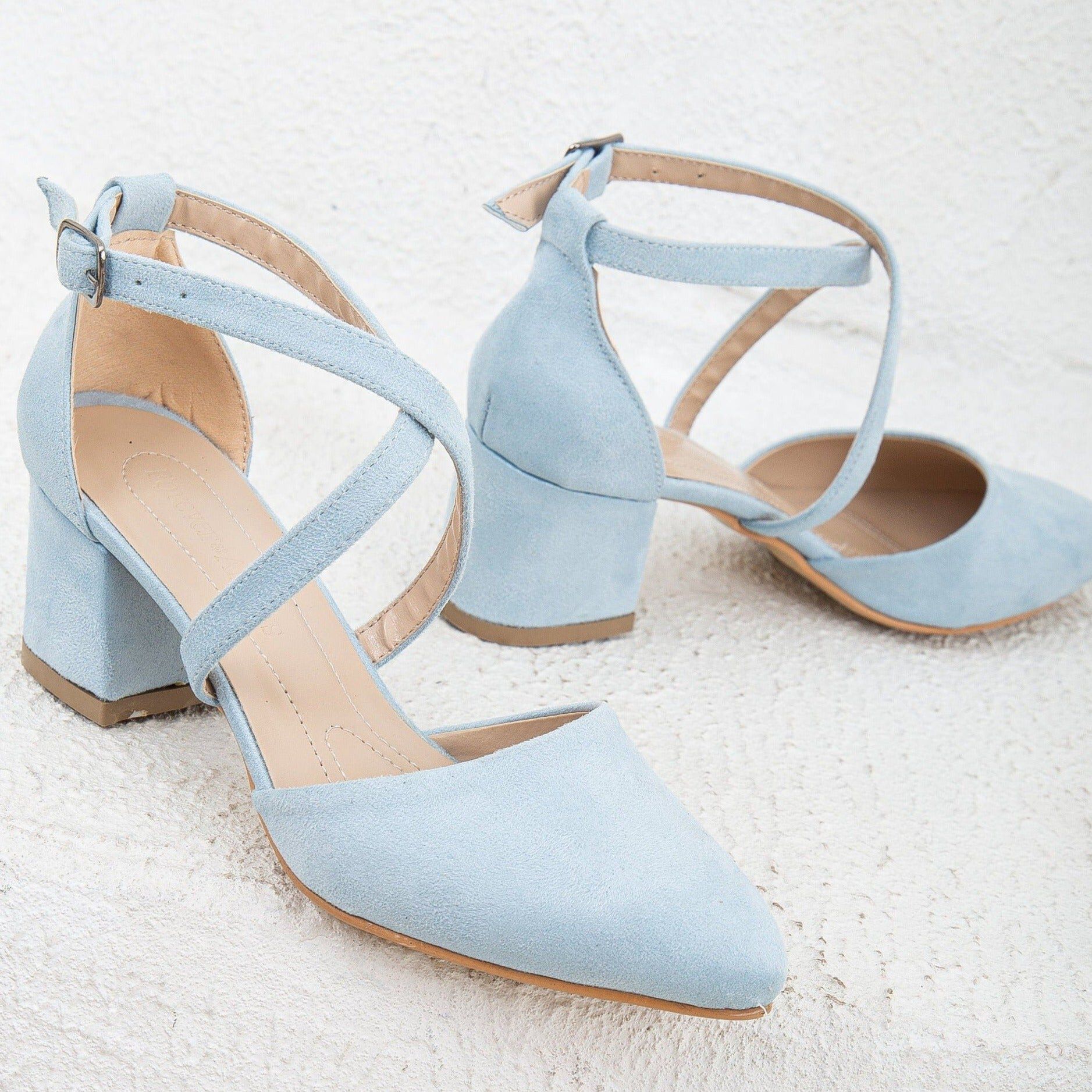Dolly Low Block Heel Pumps, Baby Blue Faux Leather / Light Blue, alternate image number 4