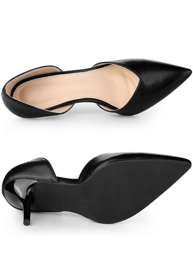 Pointed Toe Slip on Stiletto High Heel Dress Pump, Black / Black, alternate image number 3