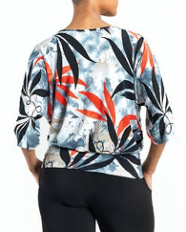 LEAF SCATTER SIDE TIE TOP IN MULTI, Multi / White, alternate image number 2