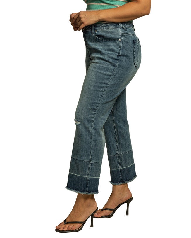 Mary Plus Size High-Rise Cropped Wide Leg Jeans Released Hem, , alternate image number 7