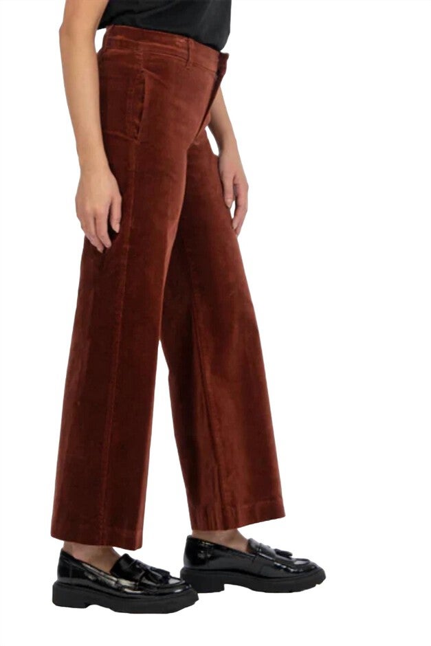 Meg High Rise Velveteen Trouser, Brick / Brown, alternate image number 1