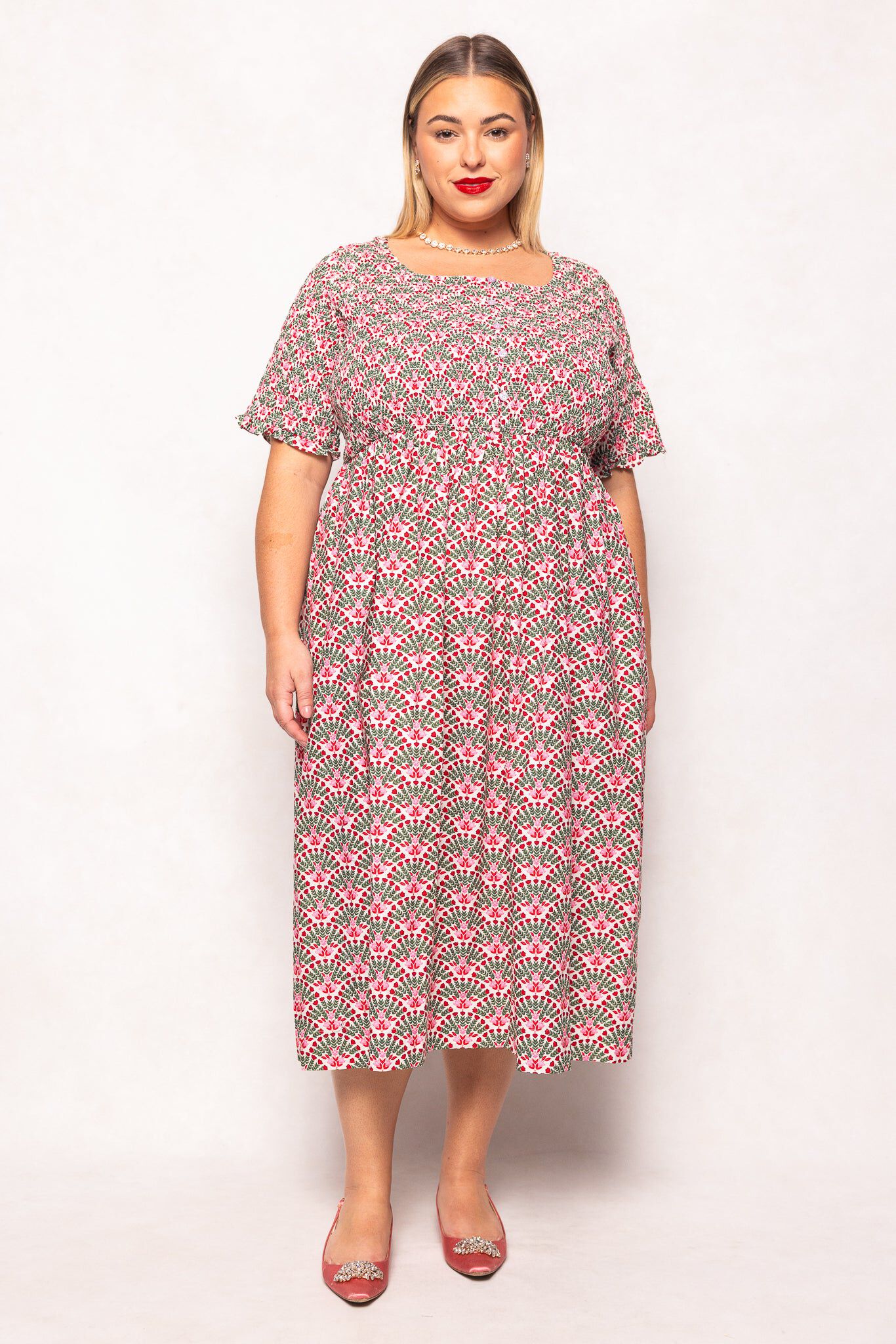 Parker Dress, Floral Fan / White, hi-res image number 0