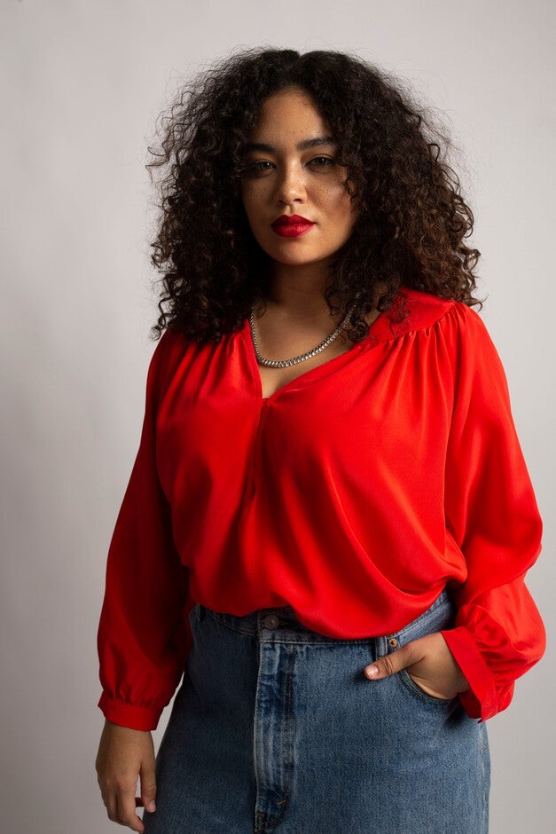 Stevie Blouse - Red Silk, , alternate image number 4