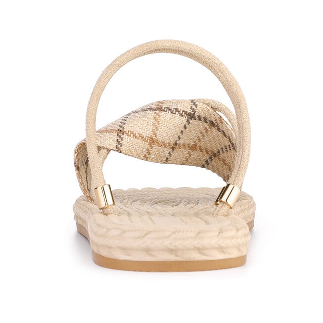 Cross Strap Slip On Summer Flat Sandals, Beige / Beige, alternate image number null