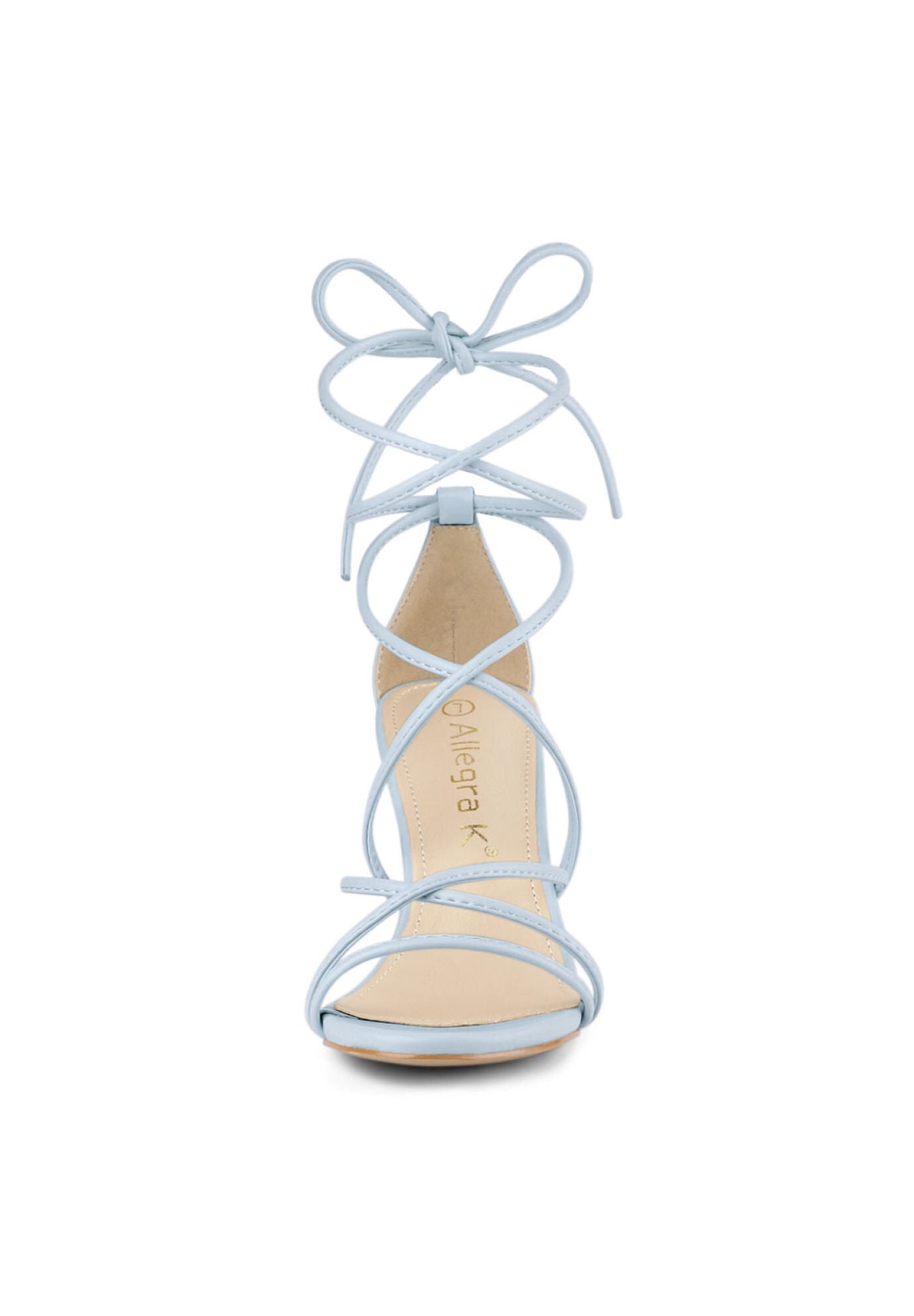 Strappy Lace Up Chunky Heeled Heels Sandals, Sky Blue / Light Blue, alternate image number 1