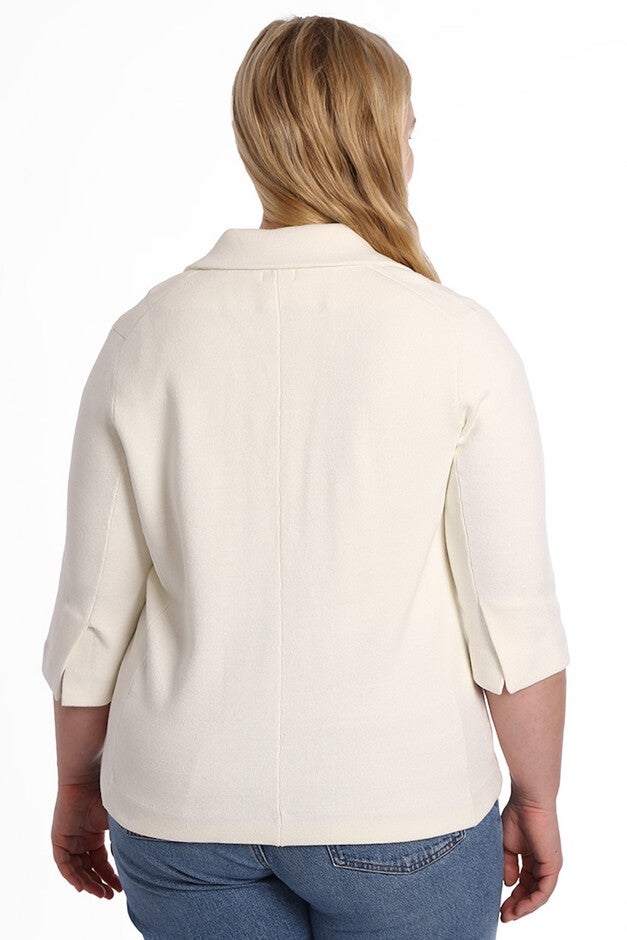 Cotton blend shrunken blazer, White / White, alternate image number 1