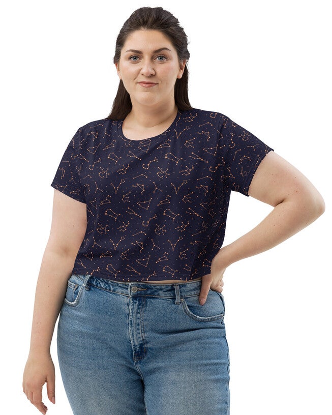 Midnight Constellations Crop Tee, Midnight Navy / Navy, hi-res image number null