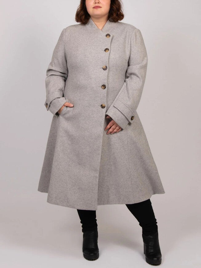 Harper Retro Flared Coat Side Buttons, , alternate image number 6