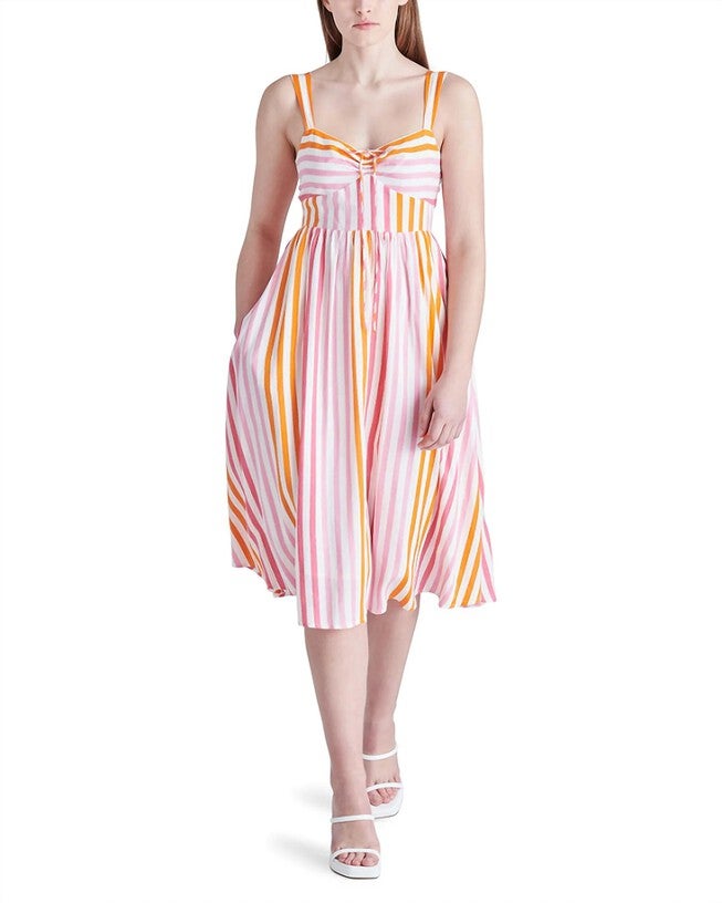 DEYVANI DRESS IN STRIPE, Stripe / Orange, hi-res image number 0