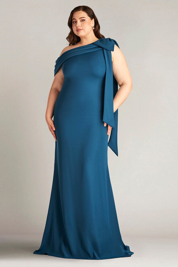 Cassia Bow-Shoulder Crepe Gown - PLUS SIZE, ECLIPSE / see-description, alternate image number 3