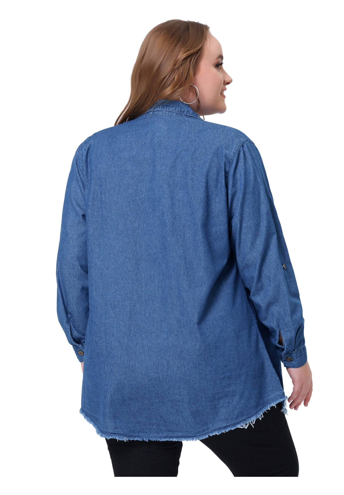 CHAMBRAY TOP BUTTON DOWN DENIM SHIRT, Navy Blue / New Wine, alternate image number 3