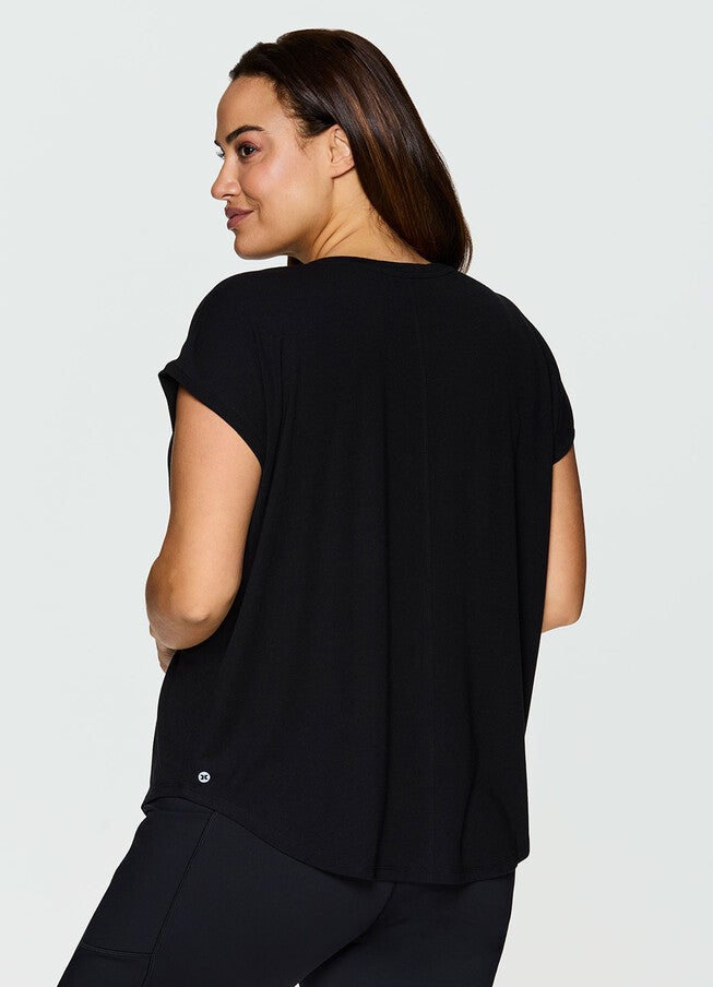 Plus Breezy Hi Low Tee, Black / Black, alternate image number 1