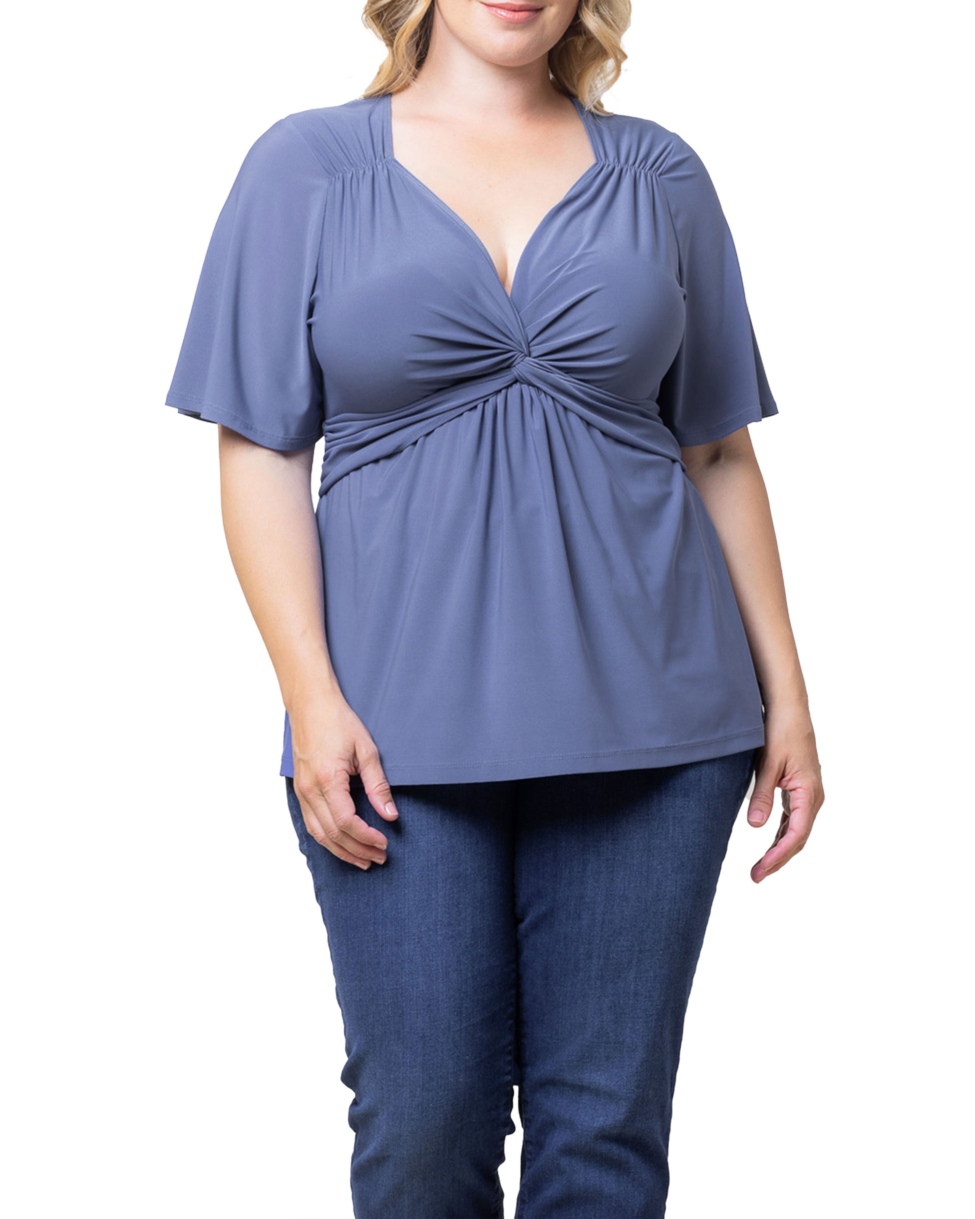 Abby Twist Front Top, SLATE BLUE / Dusty Blue, hi-res image number 0