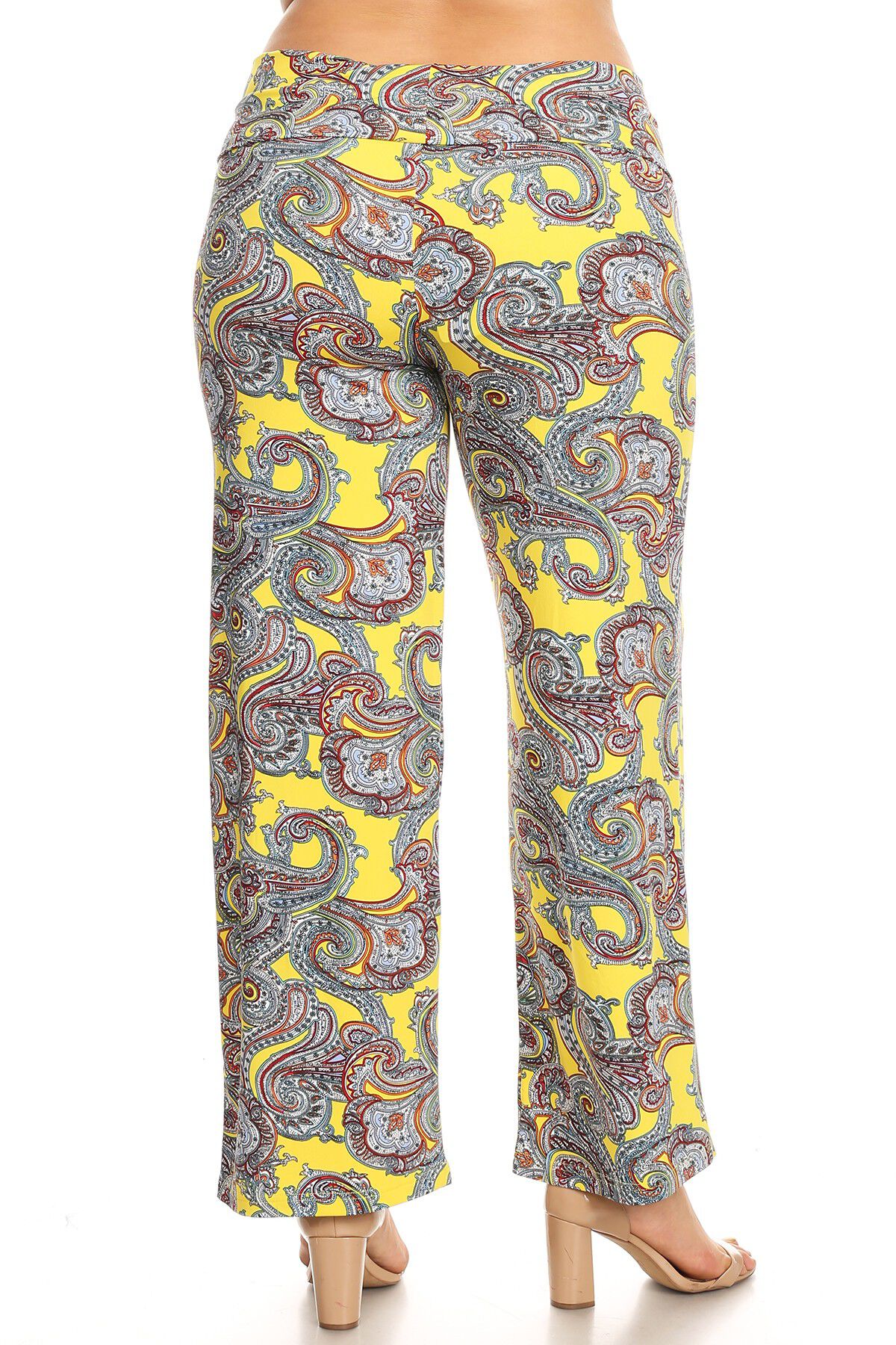 Paisley Printed Palazzo Pants, Yellow Paisley / Yellow, alternate image number 3